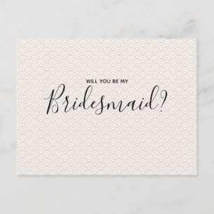 Trouw bruidsmeisje   Witte roze patroon elegant Uitnodiging Briefkaart