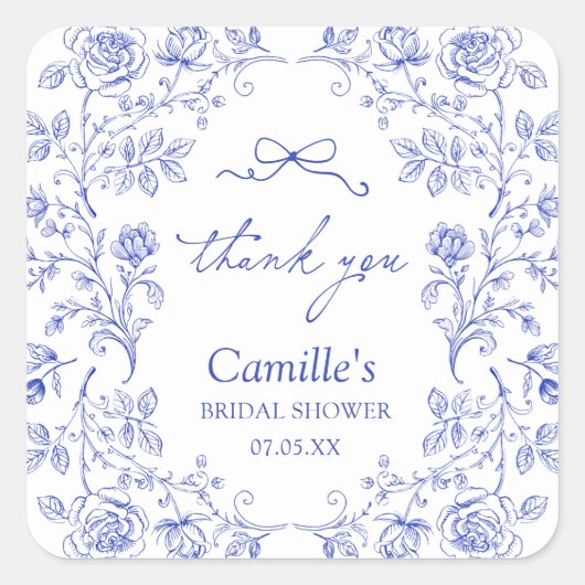 Trouw Bruiloft Dank je Vierkante Sticker (Voorkant)