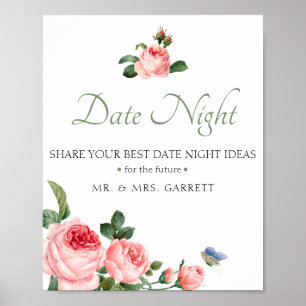 Trouw Bruiloft Datum Nacht Pot Bord Blushing Roze Poster