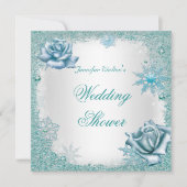 Trouw Bruiloft Glitter Turquoise Wit Rozen Kaart (Voorkant)
