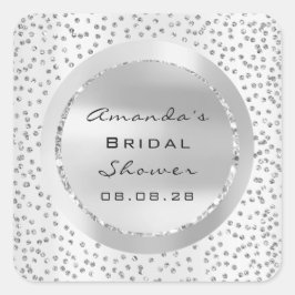 Trouw Bruiloft Sweet 16e Glitter Grijs Confetti Zi Vierkante Sticker