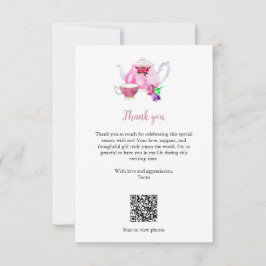 Trouw Bruiloft Thee Party QR Code Bedankkaart
