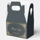 Trouw Bruiloft Vintage Blauw Goud Elegante Script Bedankdoosjes (Geopend)