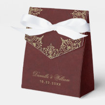 Trouw Bruiloft Vintage Bourgondiërood Goud Elegant