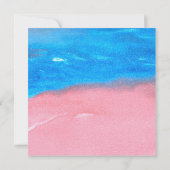 Trouw Bruiloft Waterverf Blauw & Roze Uitnodiging (Achterkant)