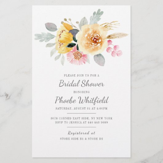 Trouw Bruiloft Waterverf Bloem Moderne Script  Briefpapier (Voorkant)