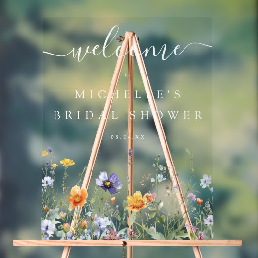 Trouw Bruiloft Wildflower Acrylic Bord (Neutraal)