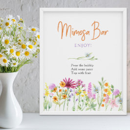 Trouw Bruiloft Wildflower Meadow Mimosa Bar Bord Poster