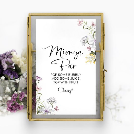 Trouw Bruiloft Wildflower Mimosa Bar Bord Poster