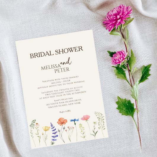 Trouw Bruiloftsuitnodiging Wildflower Kaart