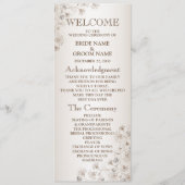 Trouw Bruine Bloemhartpatroon Beige Elegant Programmakaart (Voorkant)