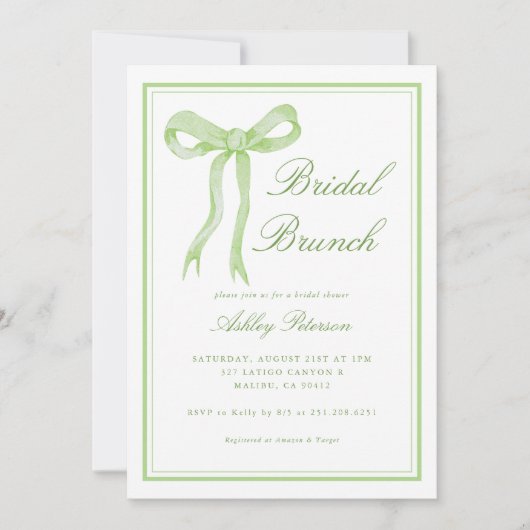 Trouw brunch bruidssalon Groene bruiloftssalon Kaart (Voorkant)