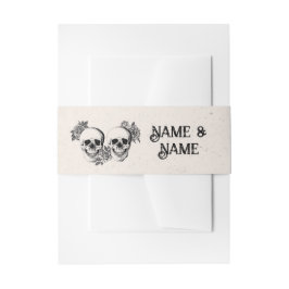 Trouw Buikband Schedels Oude Rozen Wit Uitnodigingen Wikkel