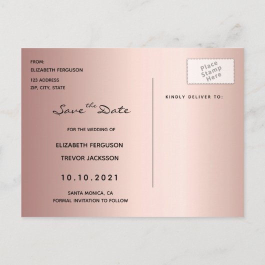 Trouw burgundy bloemen roze goud save the date aankondigingskaart (Achterkant)