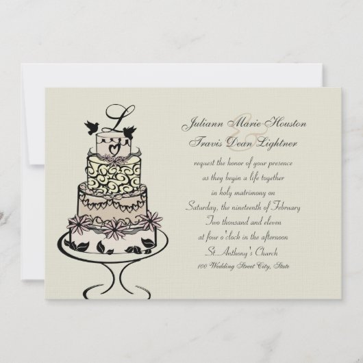 Trouw Cake Monogram / Trouwen Kaart (Voorkant)