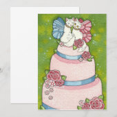 Trouw Cake Topper Uitnodiging Kitty Fairy (Voorkant / Achterkant)