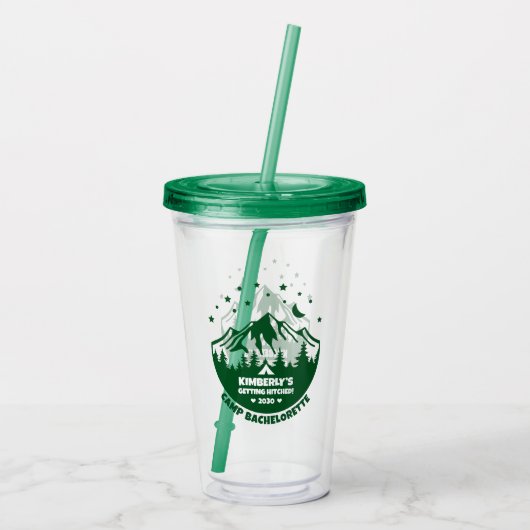 Trouw Camping Thema Bruidsfeest Geschenk Acryl Drinkbeker (Achterkant)