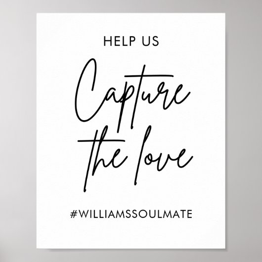 Trouw 'Capture The Love' Hashtag Bord Afdrukbaar Poster (Voorkant)