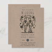 Trouw Cartoon Huwelijk Homoseksuele Mannen Plezier (Voorkant / Achterkant)