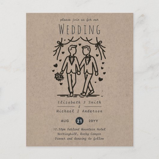 Trouw Cartoon Huwelijk Homoseksuele Mannen Plezier (Voorkant)