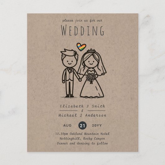 Trouw Cartoon voor LHBTQIA+ Koppels Handgetekend (Voorkant)