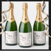 trouw champagnefleslabel Bruid en Bruidegom Sparkling Wijnetiket