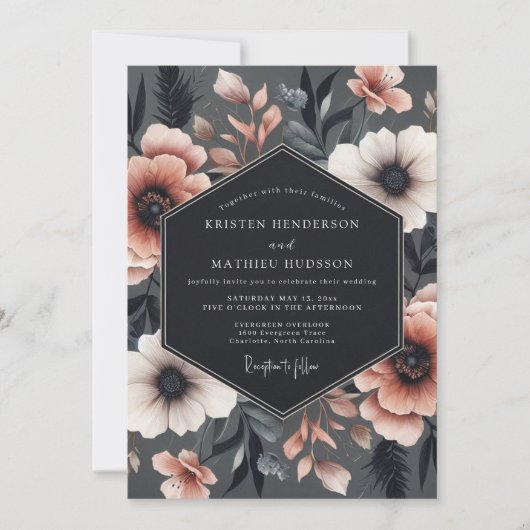 Trouw Charcoal Blush Somber Flora Kaart (Voorkant)