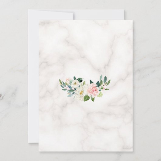 Trouw Charm Blush Cream Bloemen Marmer Goud Kaart (Achterkant)