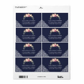 Trouw Charm Blush Roze Bloemen Kant Blauwe Etiket (Full Sheet)