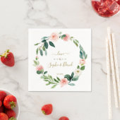 Trouw Charm Blush Witte Bloemen Calligrafie Servet (Insitu)