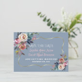 Trouw Charm Dusty Blue Misty Rose Goud Save The Date (Staand voorkant)