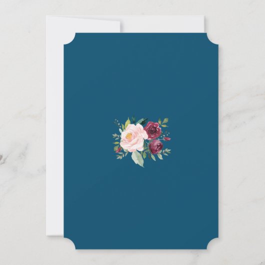 Trouw Charm Gold Burgundy Blush Bloom Bloemen Kaart (Achterkant)