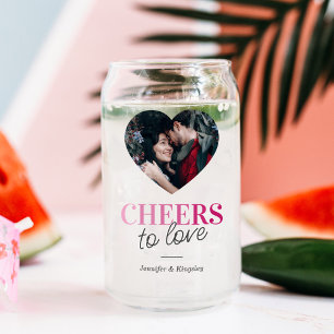 Trouw Cheers voor liefde Hart Foto Blikvorm Glas