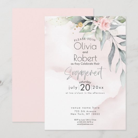Trouw | Chic Boho Bos Bloemen en Rozen Kaart (Voorkant / Achterkant)