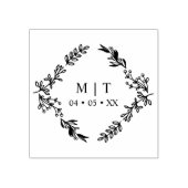 Trouw chic diamant wilde bloemen initialen monogra rubberstempel (Afrduk)