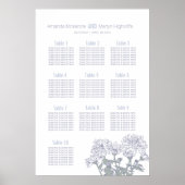 Trouw chrysant witte getekende kunst tafelplan poster (Voorkant)