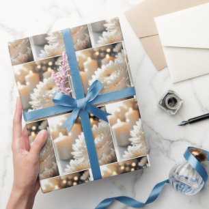 Trouw Chrysanthemum Bloem en Kaarsen Cadeaupapier