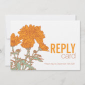 Trouw chrysanthemum oranje herfst bruiloft rsvp kaart (Voorkant)