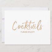 Trouw "Cocktails" Bord | Stijlvolle Gouden Roos Kaart (Voorkant)