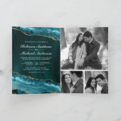 Trouw Collage met QR-code en Teal Goud Agate Foto (Binnen)