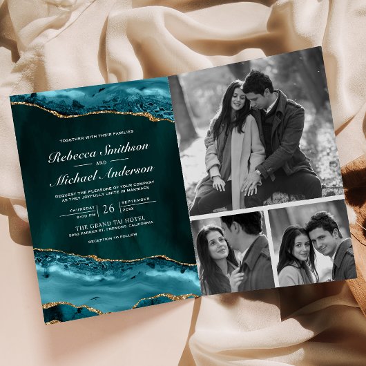 Trouw Collage met QR-code en Teal Goud Agate Foto