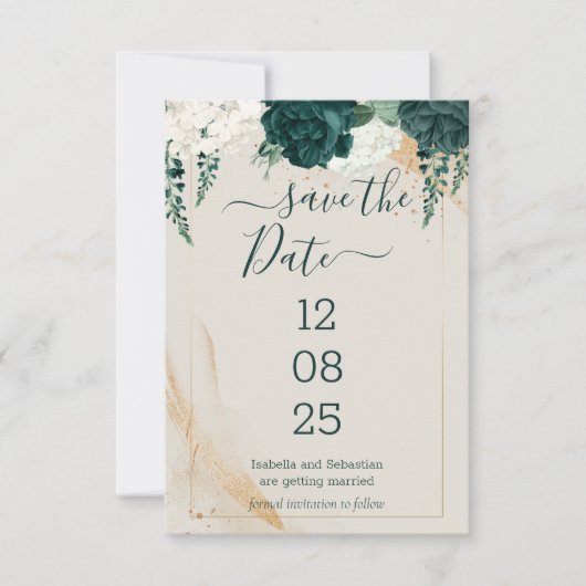 Trouw Cream Save the Date Smaragdgroen (Voorkant)