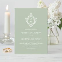 Trouw Crest Sage Groen Vintage Elegante Monogram