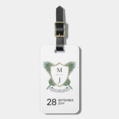 Trouw Crest Save the Date Palmblad Bagagelabel (Voorkant verticaal)