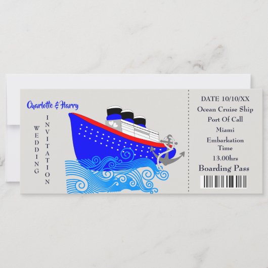 Trouw Cruise Bestemming Trouw Uitnodiging (Voorkant)