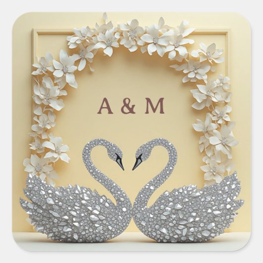Trouw Crystal Romance-viering stijl Vierkante Sticker (Voorkant)