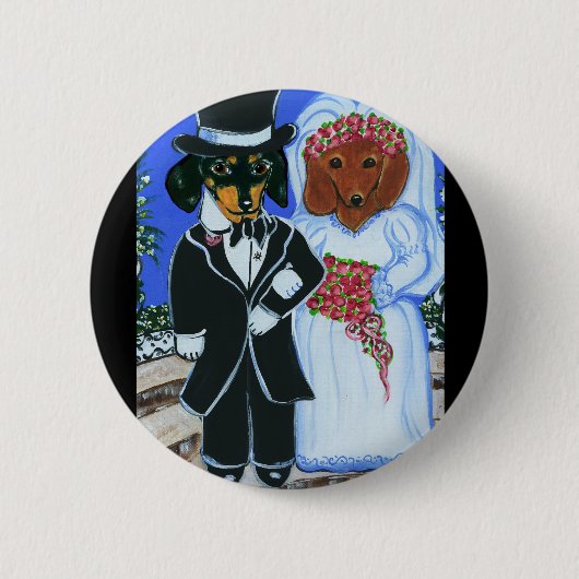 Trouw Dachshunds Ronde Button 5,7 Cm (Voorkant)