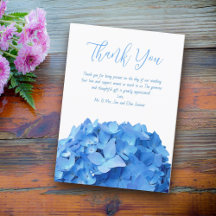 Trouw Dank Je Blauwe Hydrangea Bloemen Kaart