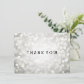 Trouw Dank Je Brief Zilveren Glitter Lichtjes Bedankkaart (Staand voorkant)