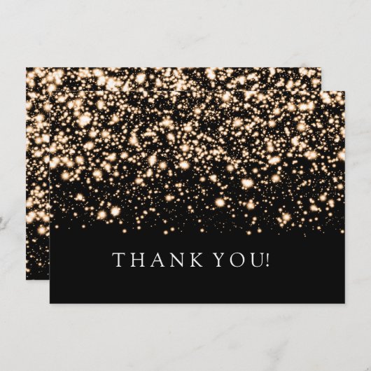 Trouw Dank Je Briefje Goud Middennacht Glam Kaart (Voorkant / Achterkant)